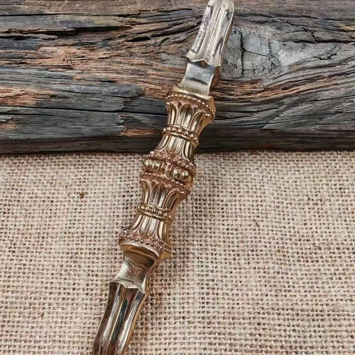 密教法具 真言宗 法器 （大）三鈷杵 金剛杵 真鍮製 20cm 三鈷杵」